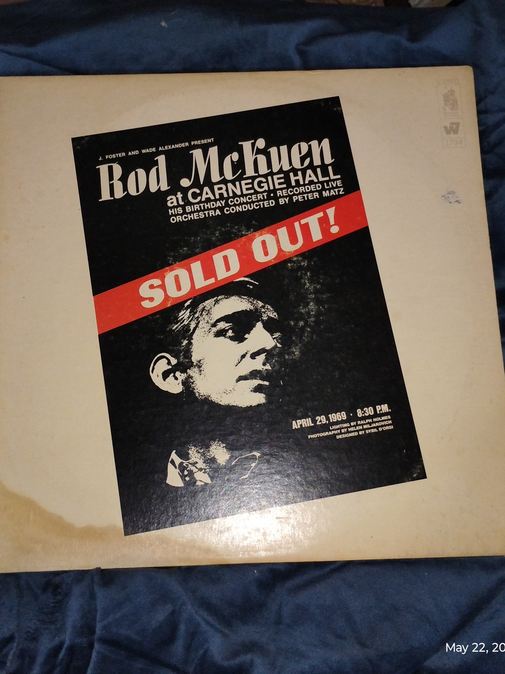 Rod McKuen 'Sold Out!' Carnegie Hall Vintage LP Cover - Black & Red
